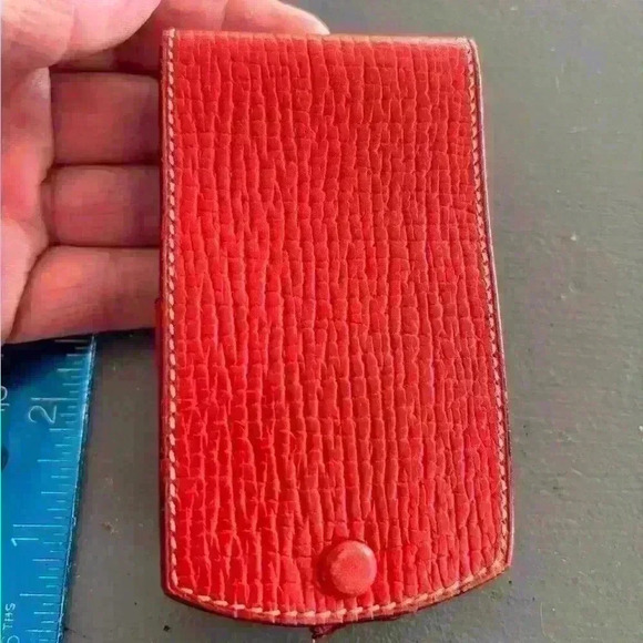 Loewe red leather card holder. Unique collector piece and in EUC - no rubbing - Picture 4 of 10